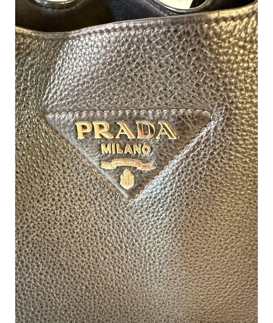 PRADA Черная кожаная сумка тоут, фото 6