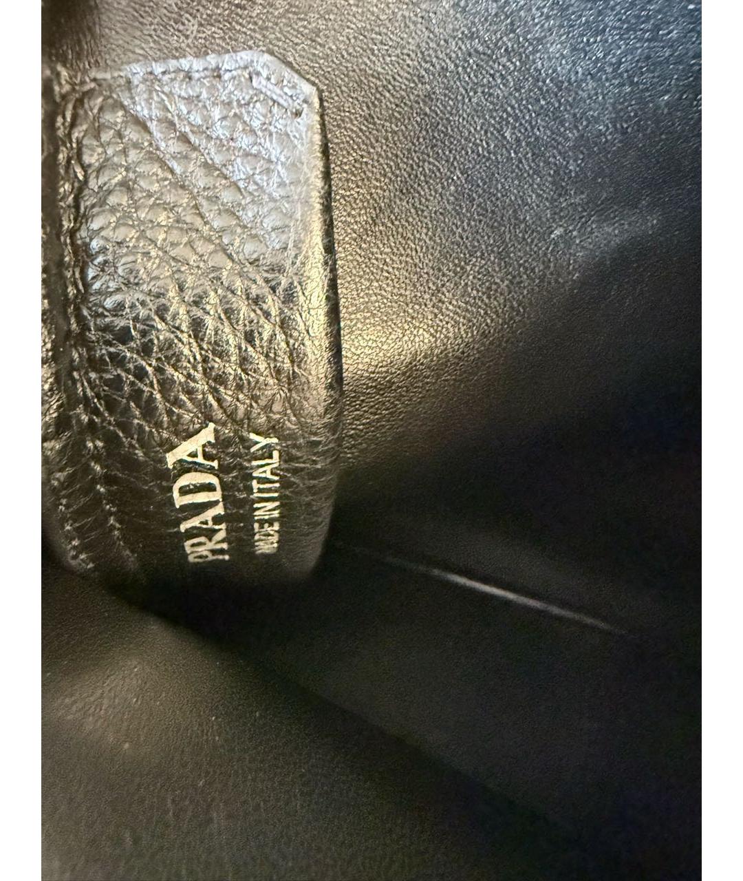 PRADA Черная кожаная сумка тоут, фото 7
