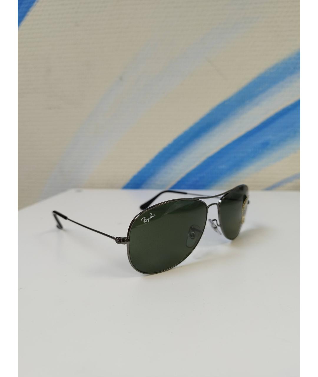 RAY BAN Черные металлические солнцезащитные очки, фото 2