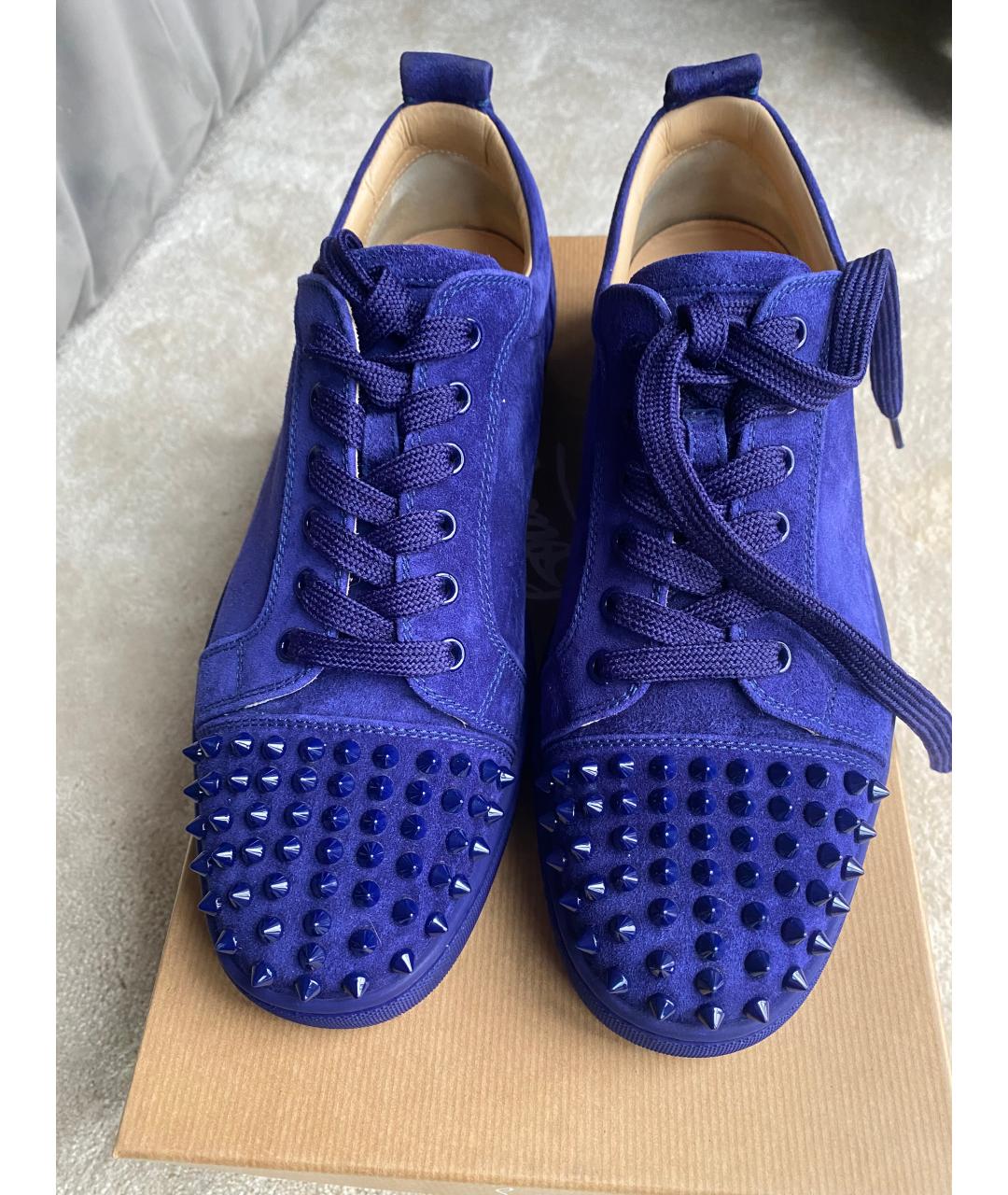 CHRISTIAN LOUBOUTIN Синие кожаные низкие кроссовки / кеды, фото 4