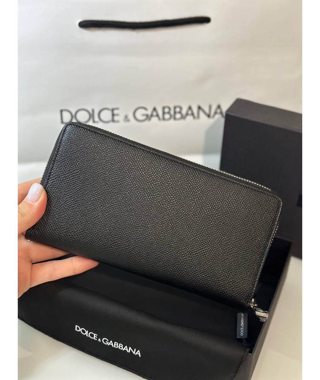 DOLCE&GABBANA Черный кожаный кошелек, фото 2