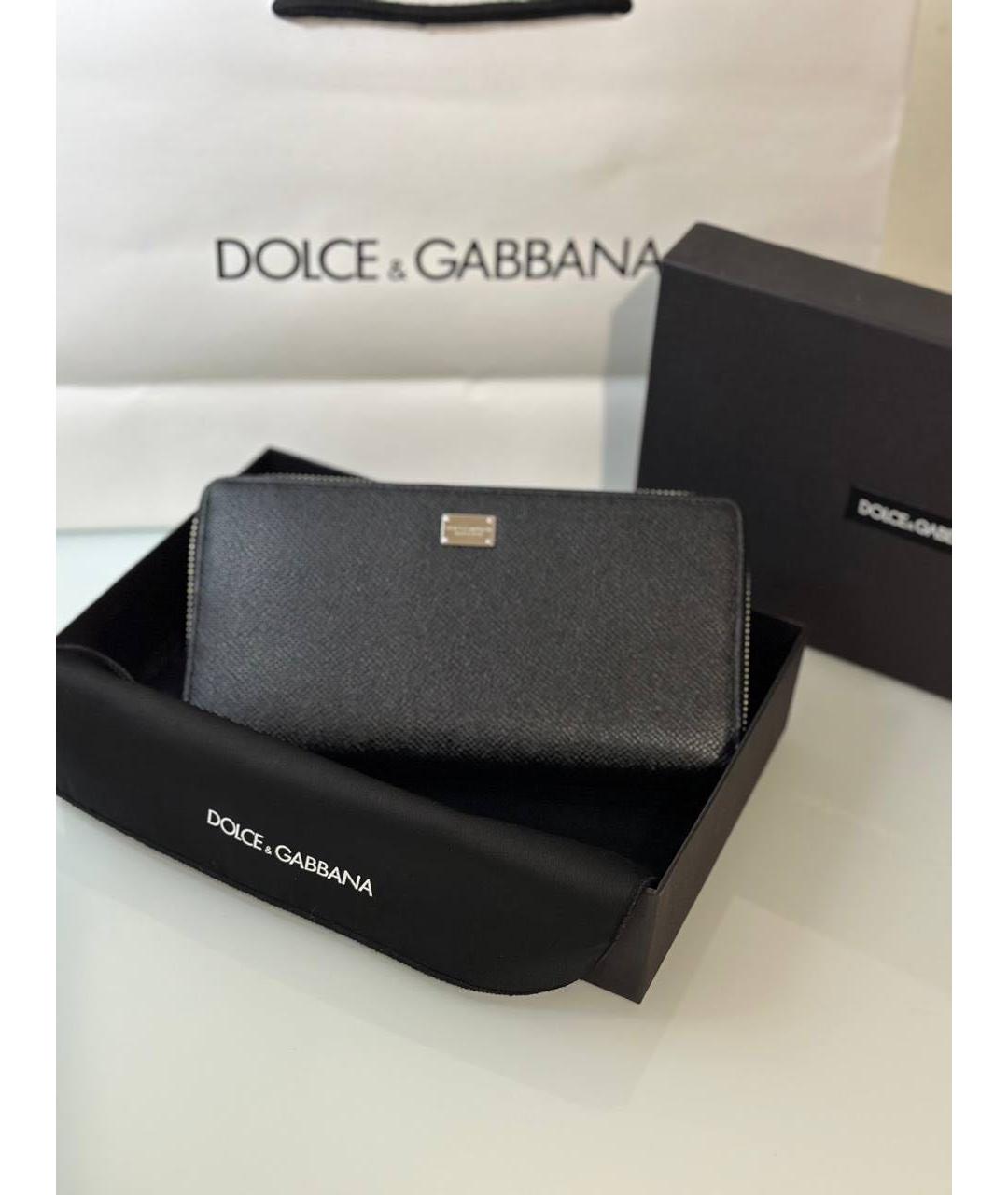 DOLCE&GABBANA Черный кожаный кошелек, фото 3