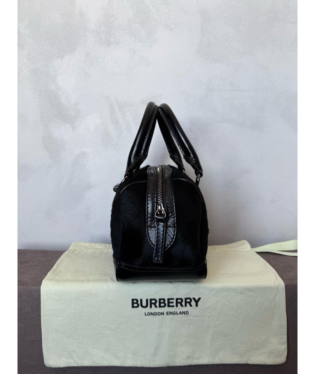 BURBERRY Черная кожаная сумка с короткими ручками, фото 8