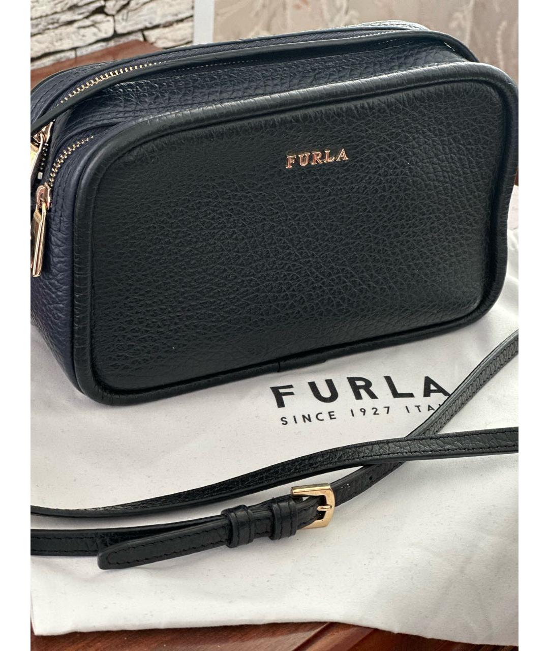 FURLA Черная кожаная сумка через плечо, фото 6