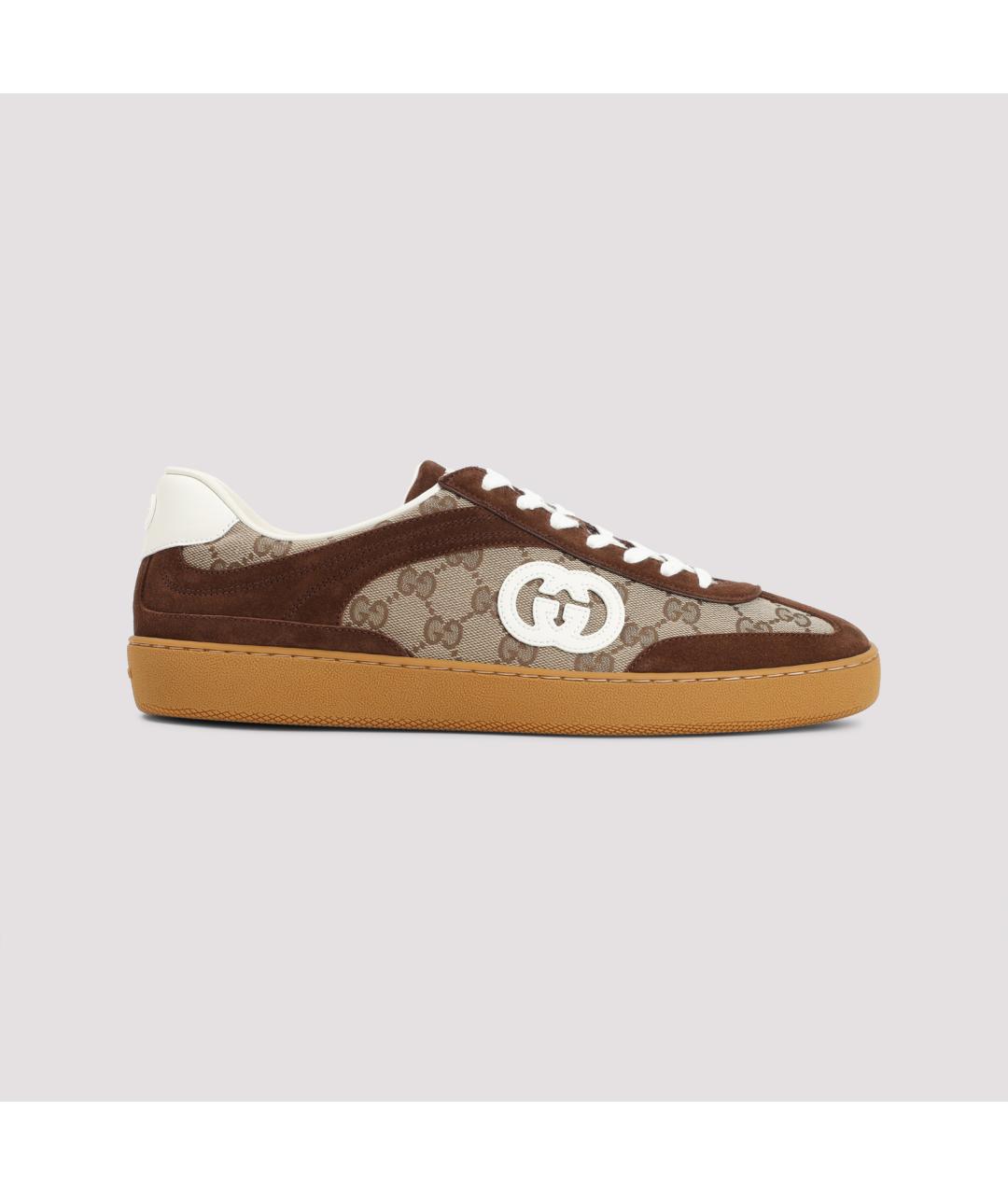 GUCCI Бежевые текстильные низкие кроссовки / кеды, фото 2