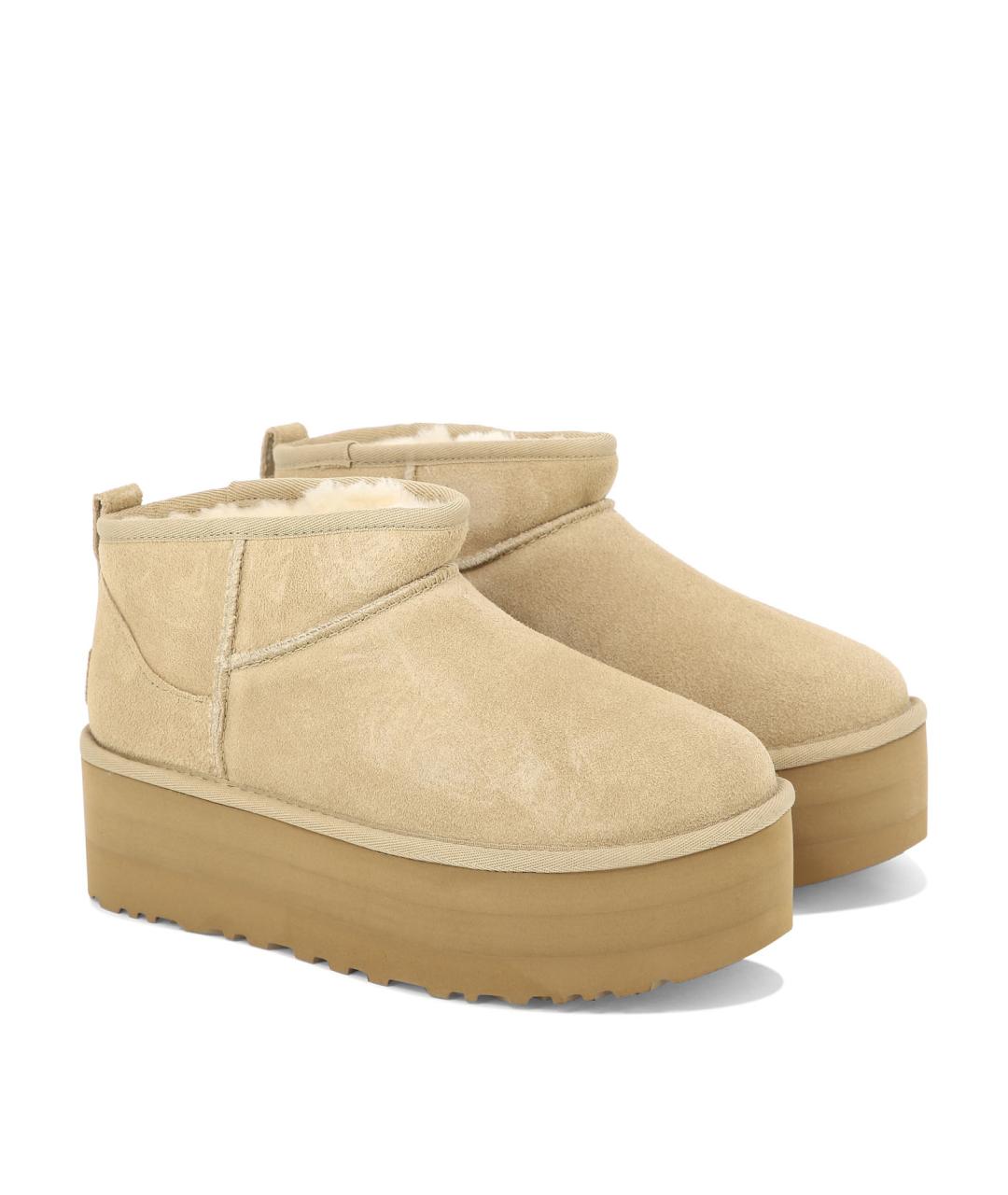 UGG AUSTRALIA Бежевые кожаные ботинки, фото 2