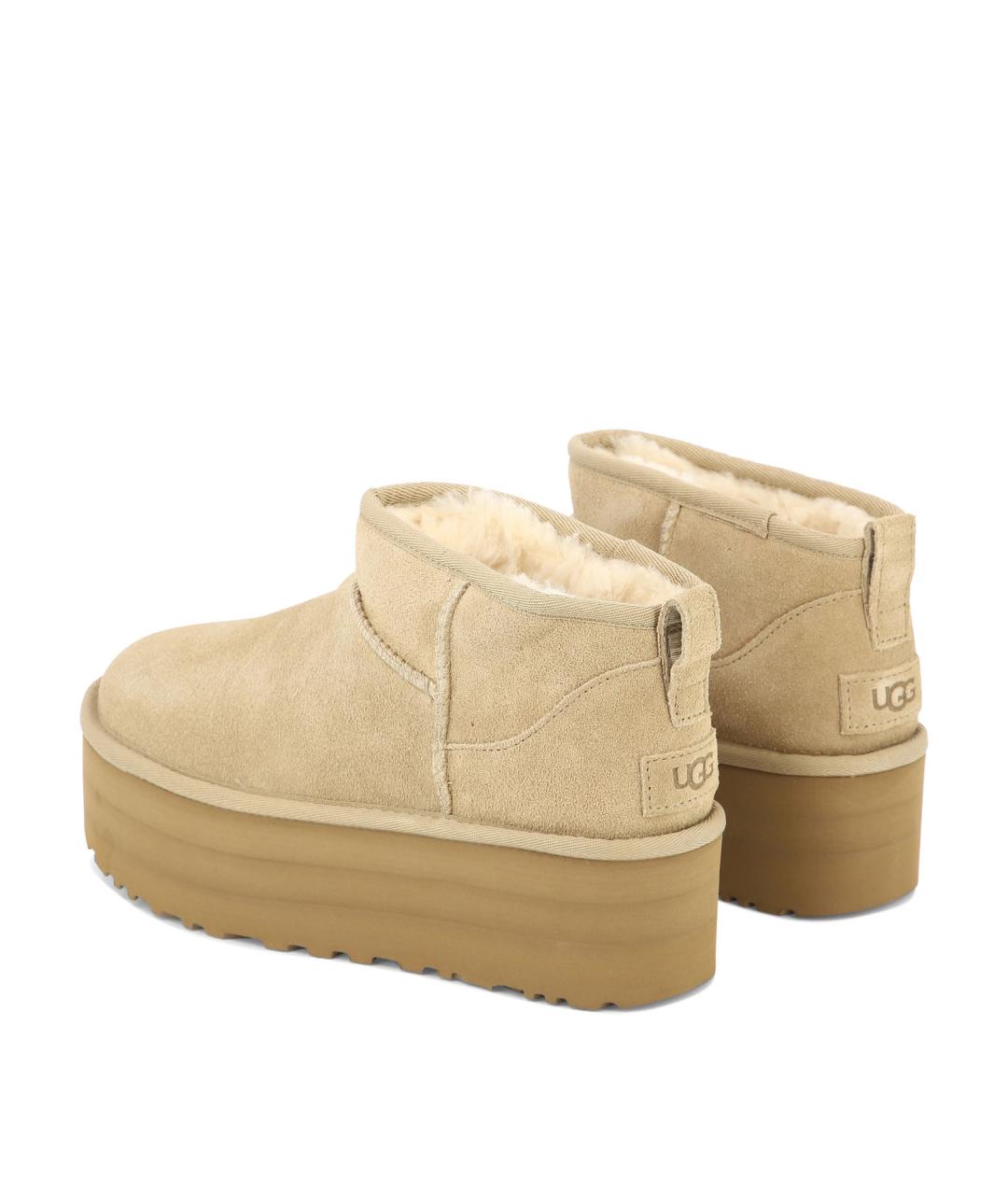 UGG AUSTRALIA Бежевые кожаные ботинки, фото 4