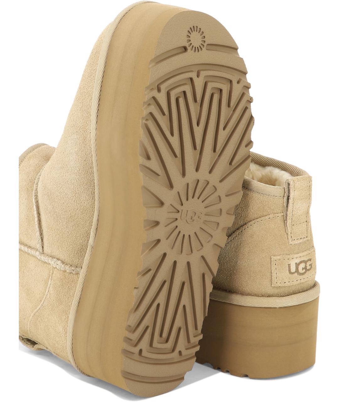 UGG AUSTRALIA Бежевые кожаные ботинки, фото 5