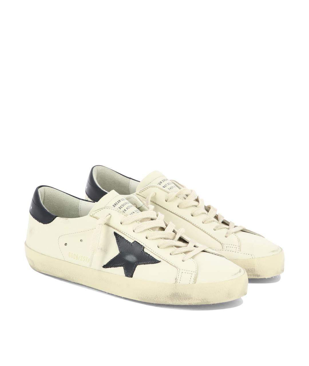 GOLDEN GOOSE DELUXE BRAND Бежевые кожаные низкие кроссовки / кеды, фото 2