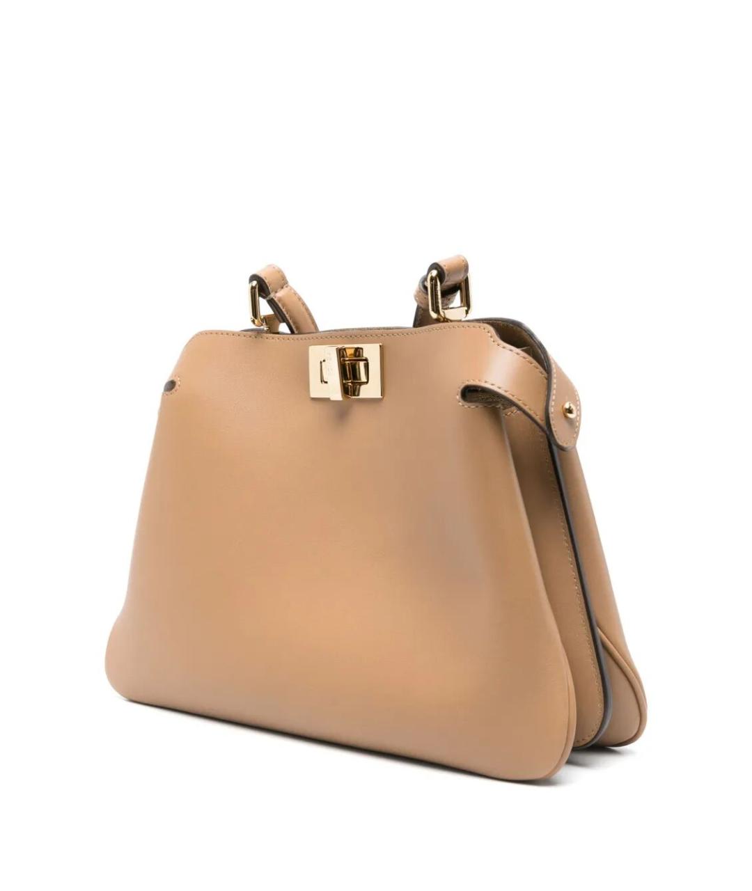 FENDI Бежевая кожаная сумка тоут, фото 5