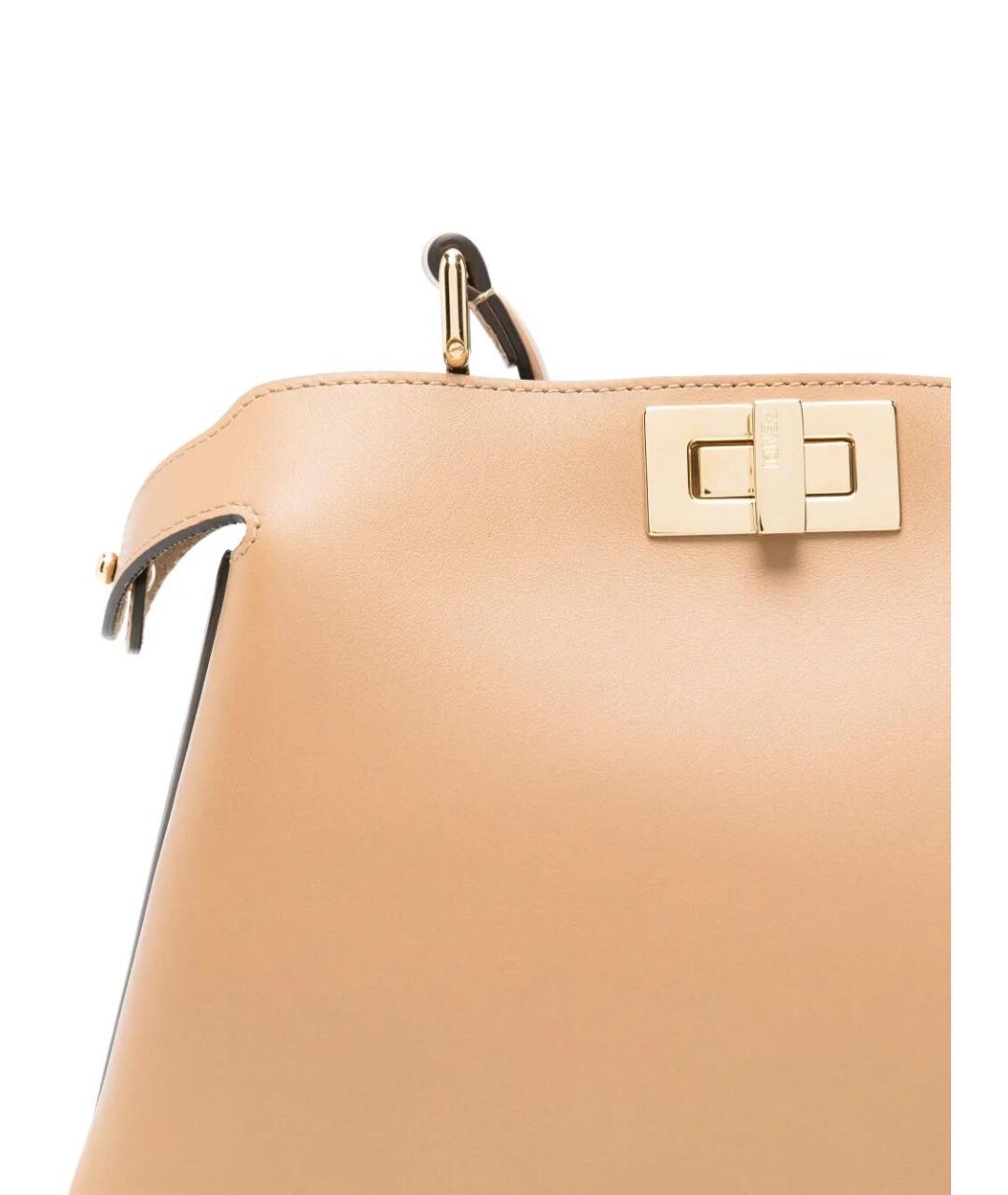 FENDI Бежевая кожаная сумка тоут, фото 3