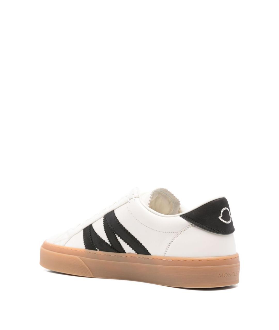MONCLER Белые кожаные низкие кроссовки / кеды, фото 3