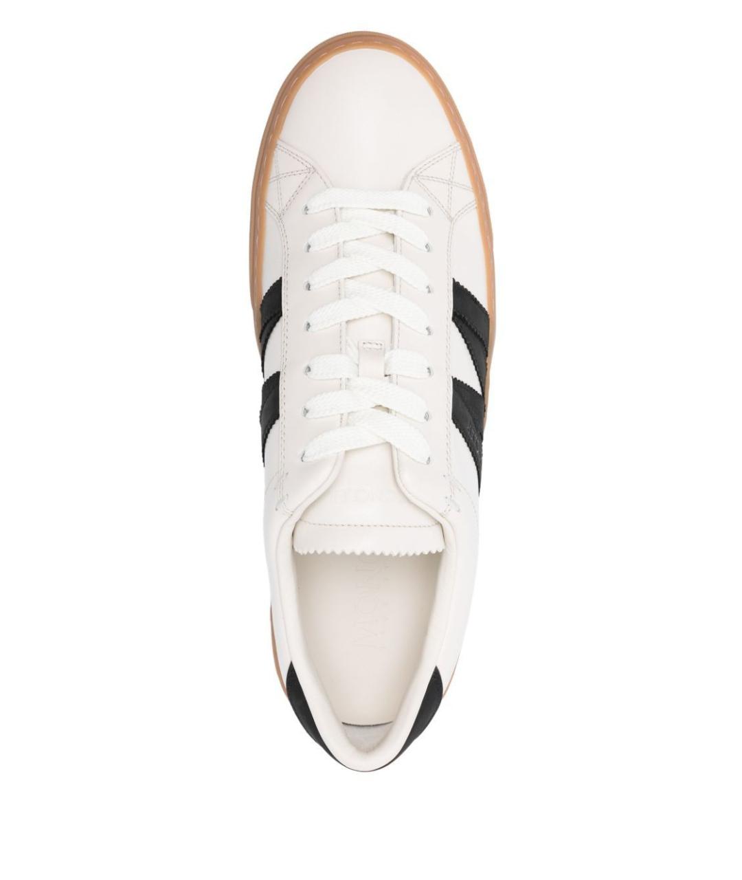 MONCLER Белые кожаные низкие кроссовки / кеды, фото 4