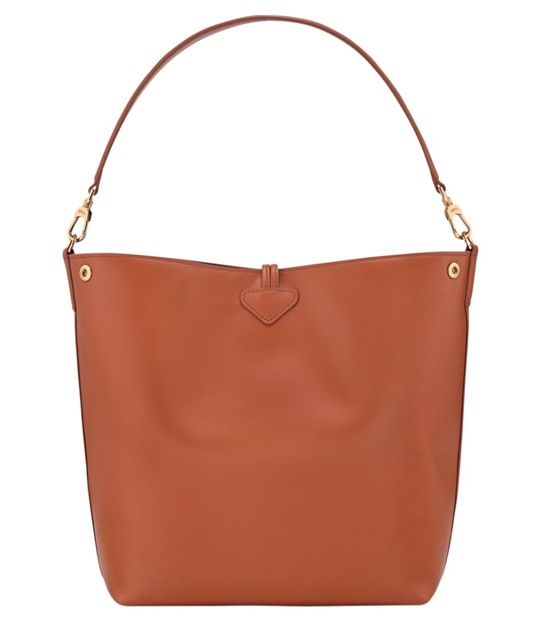 LONGCHAMP Коричневая кожаная сумка с короткими ручками, фото 2