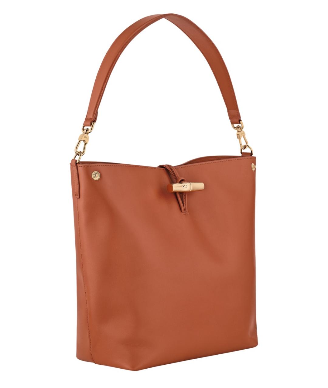 LONGCHAMP Коричневая кожаная сумка с короткими ручками, фото 3