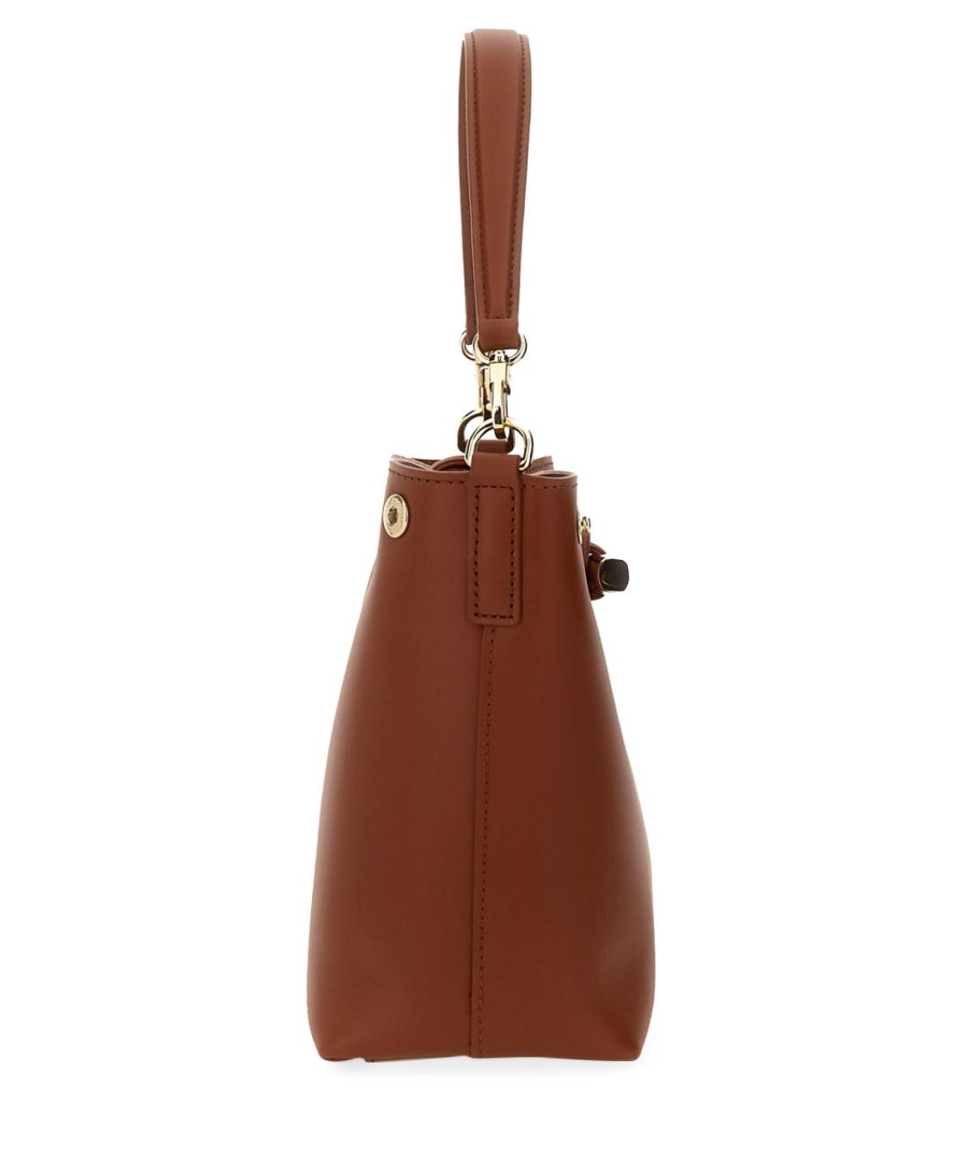 LONGCHAMP Коричневая кожаная сумка с короткими ручками, фото 4