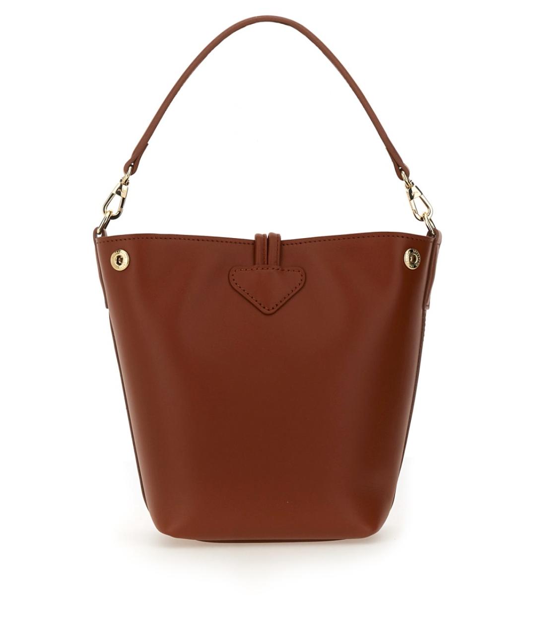 LONGCHAMP Коричневая кожаная сумка с короткими ручками, фото 3