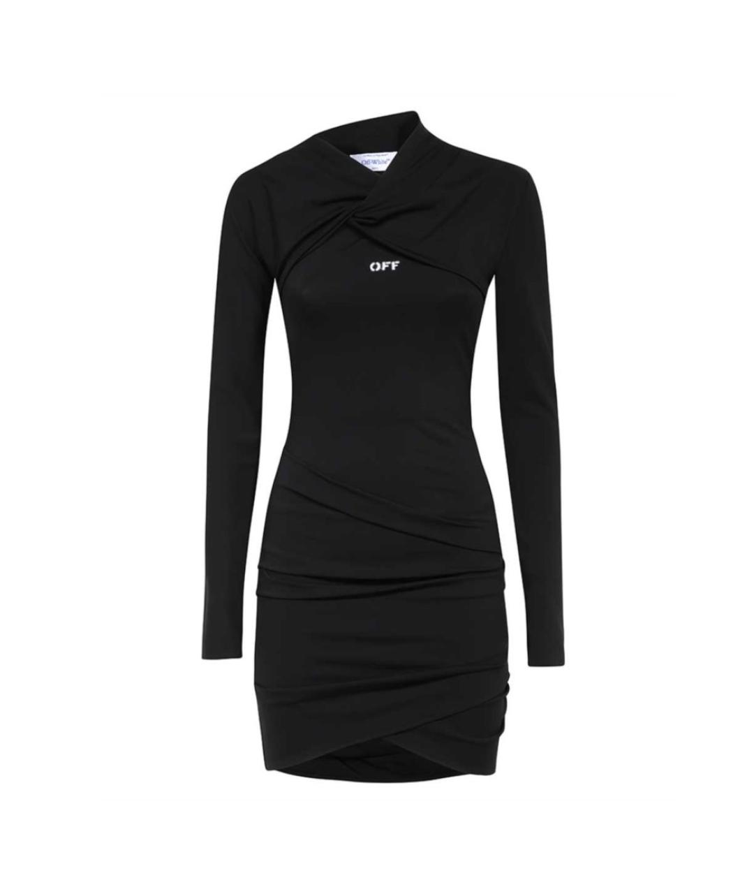 OFF-WHITE Черное вискозное повседневное платье, фото 1