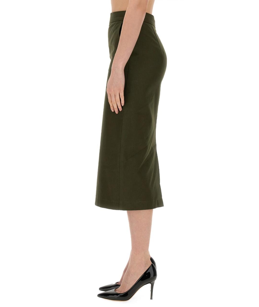 MAX MARA Зеленая хлопковая юбка миди, фото 5