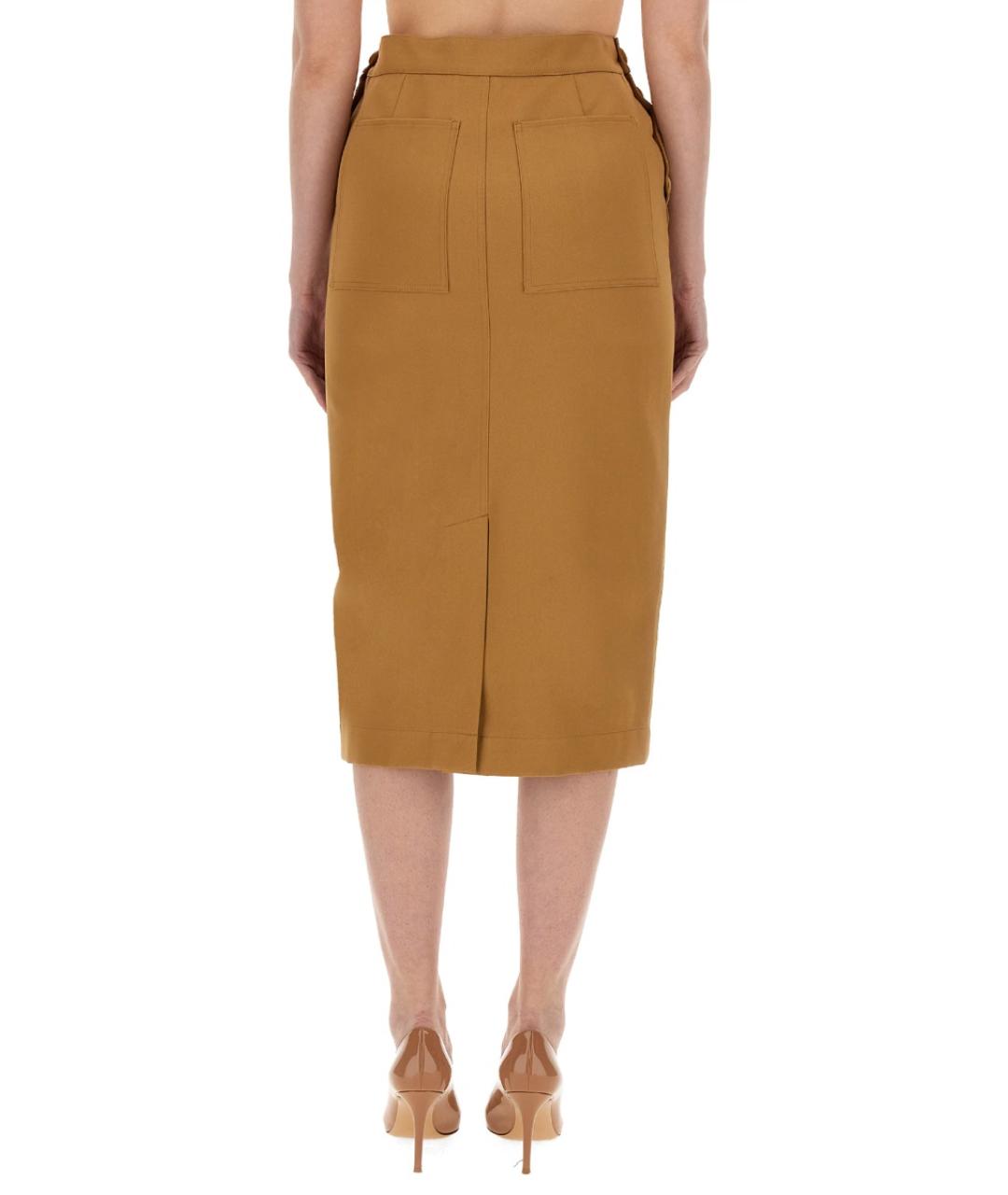 MAX MARA Бежевая хлопковая юбка миди, фото 4
