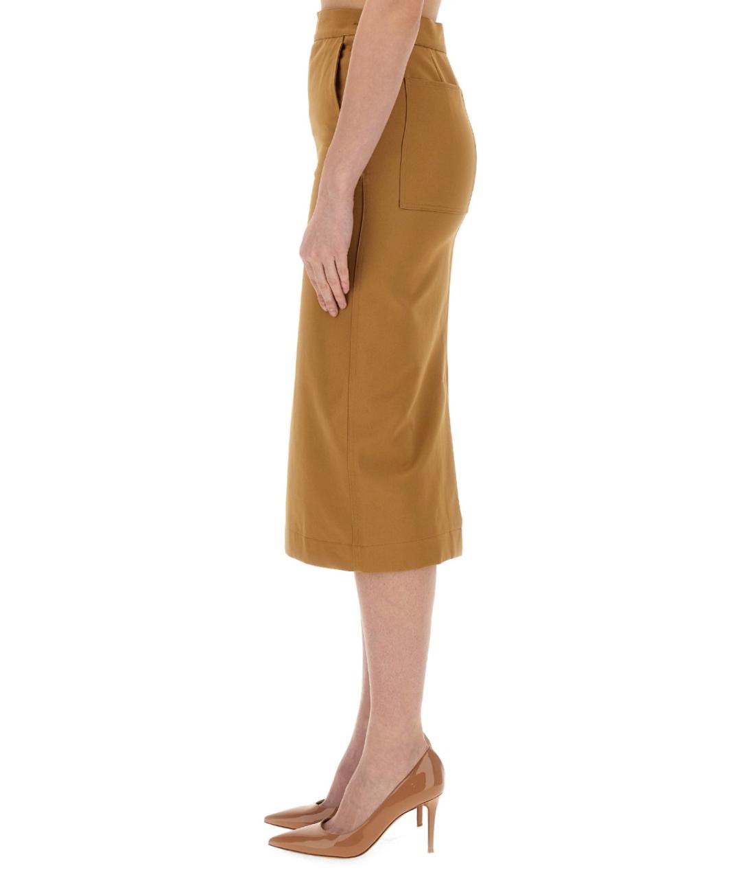 MAX MARA Бежевая хлопковая юбка миди, фото 5