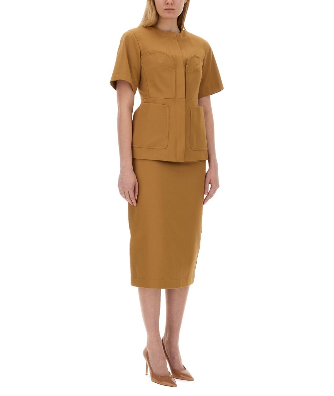 MAX MARA Бежевая хлопковая юбка миди, фото 3