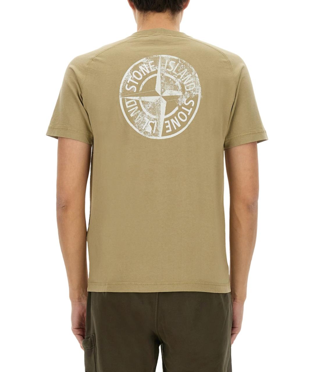STONE ISLAND Бежевая хлопковая футболка, фото 3
