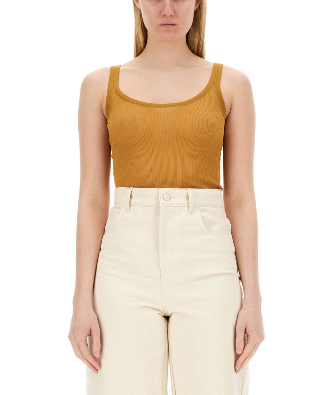 MAX MARA Бежевая шелковая майка, фото 2