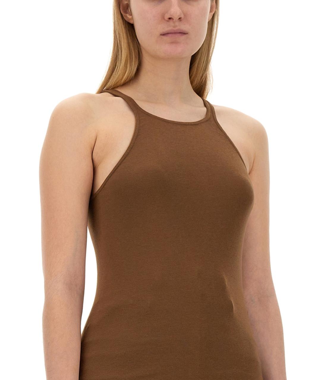 RICK OWENS DRKSHDW Коричневая хлопковая футболка, фото 3