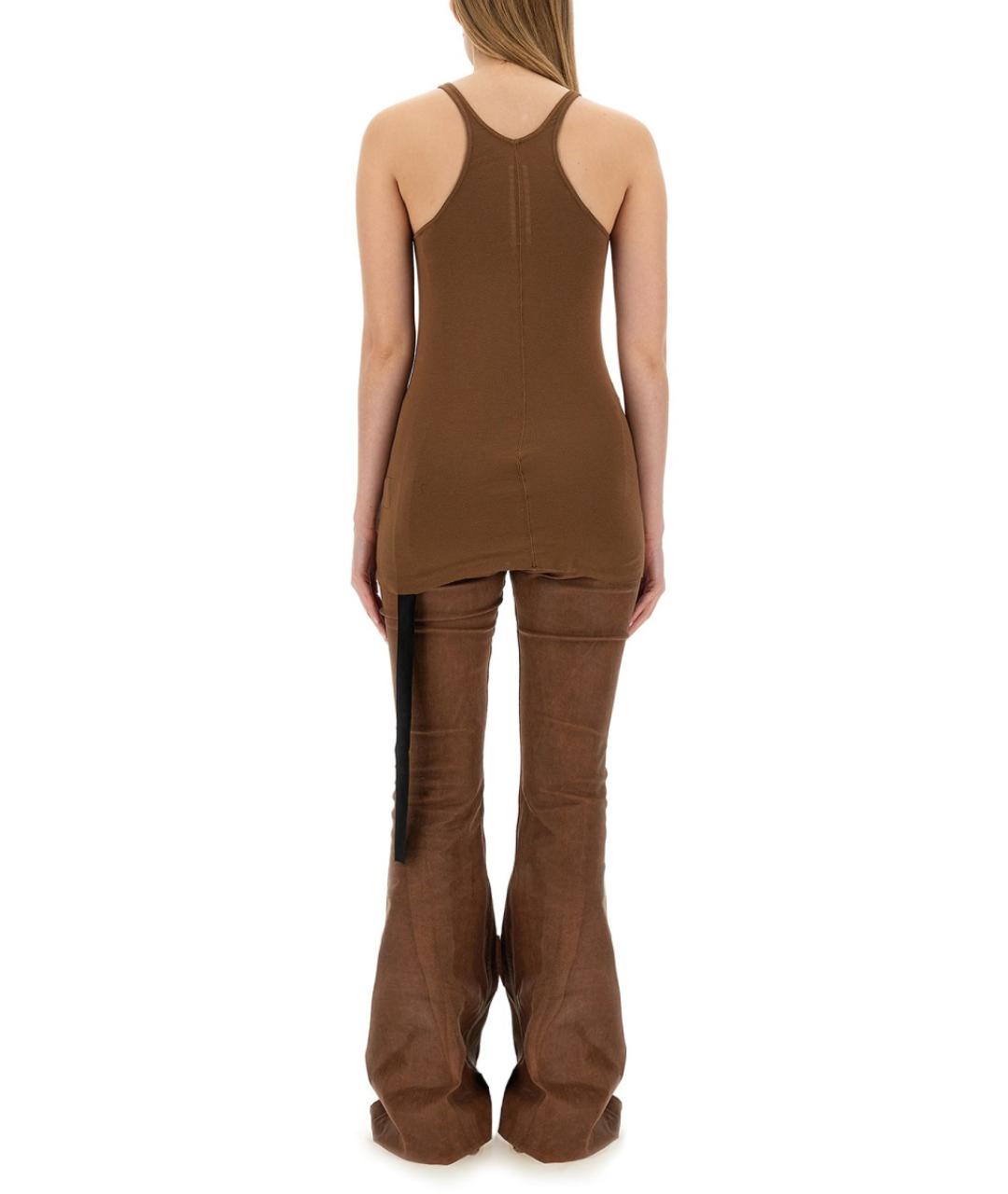 RICK OWENS DRKSHDW Коричневая хлопковая футболка, фото 4