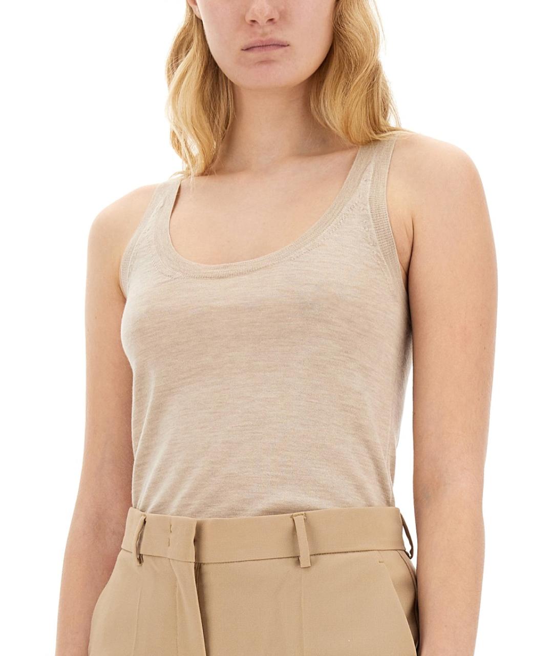 MAX MARA Бежевая кашемировая майка, фото 4