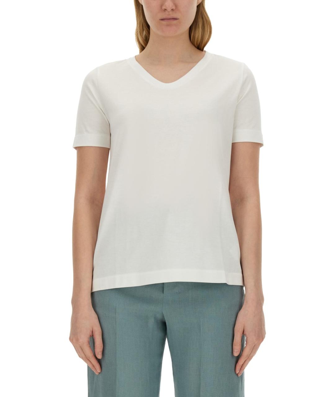 'S MAX MARA Белая хлопковая футболка, фото 5