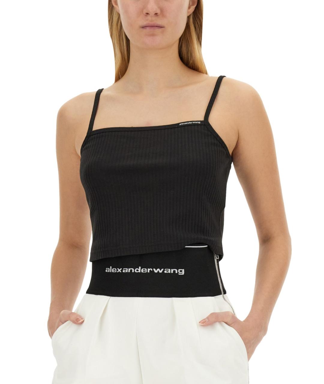 T BY ALEXANDER WANG Черная хлопковая майка, фото 5