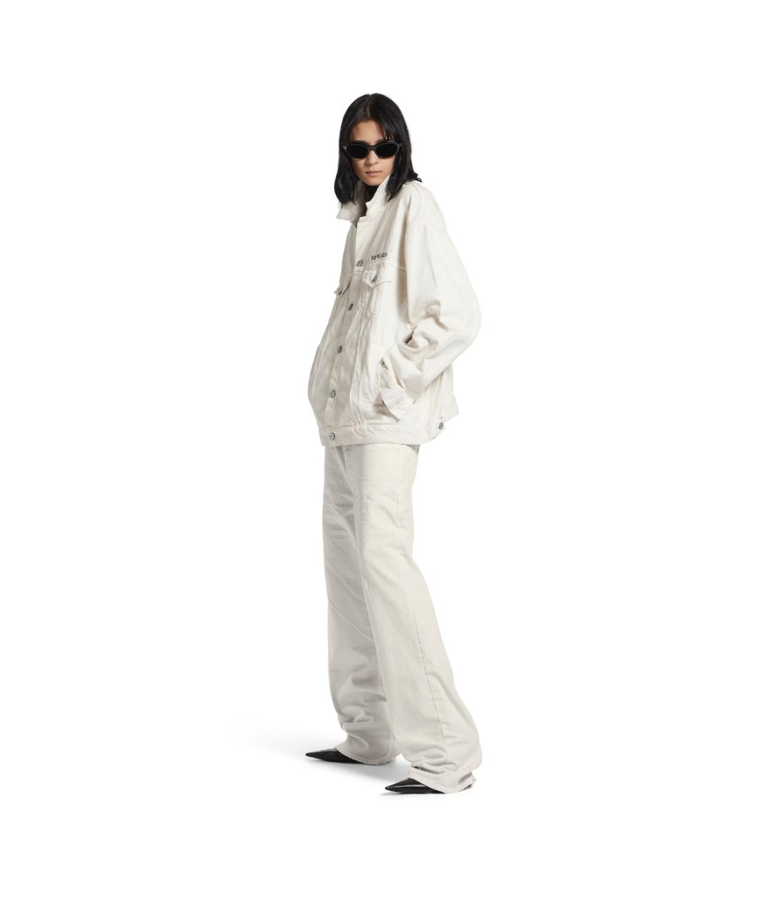 BALENCIAGA Белые хлопковые прямые джинсы, фото 3