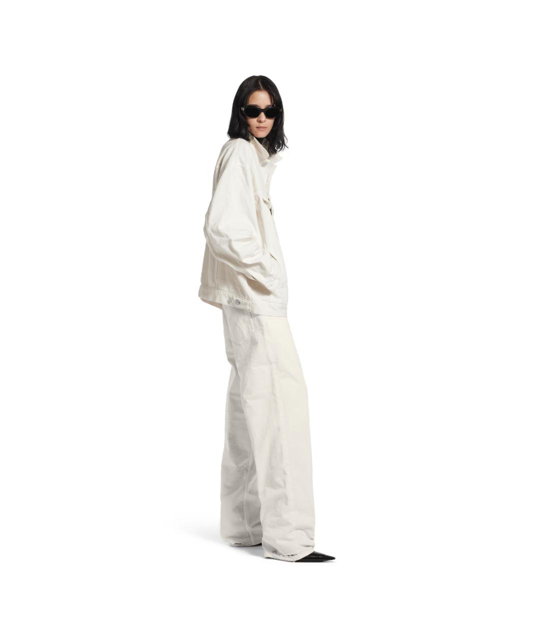 BALENCIAGA Белые хлопковые прямые джинсы, фото 4