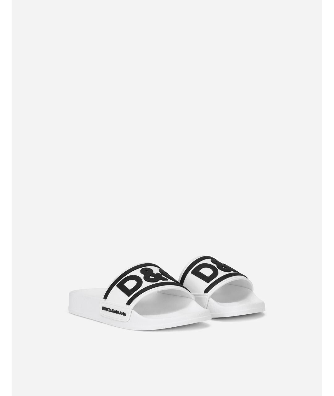 DOLCE&GABBANA Белые резиновые сандалии и шлепанцы, фото 2