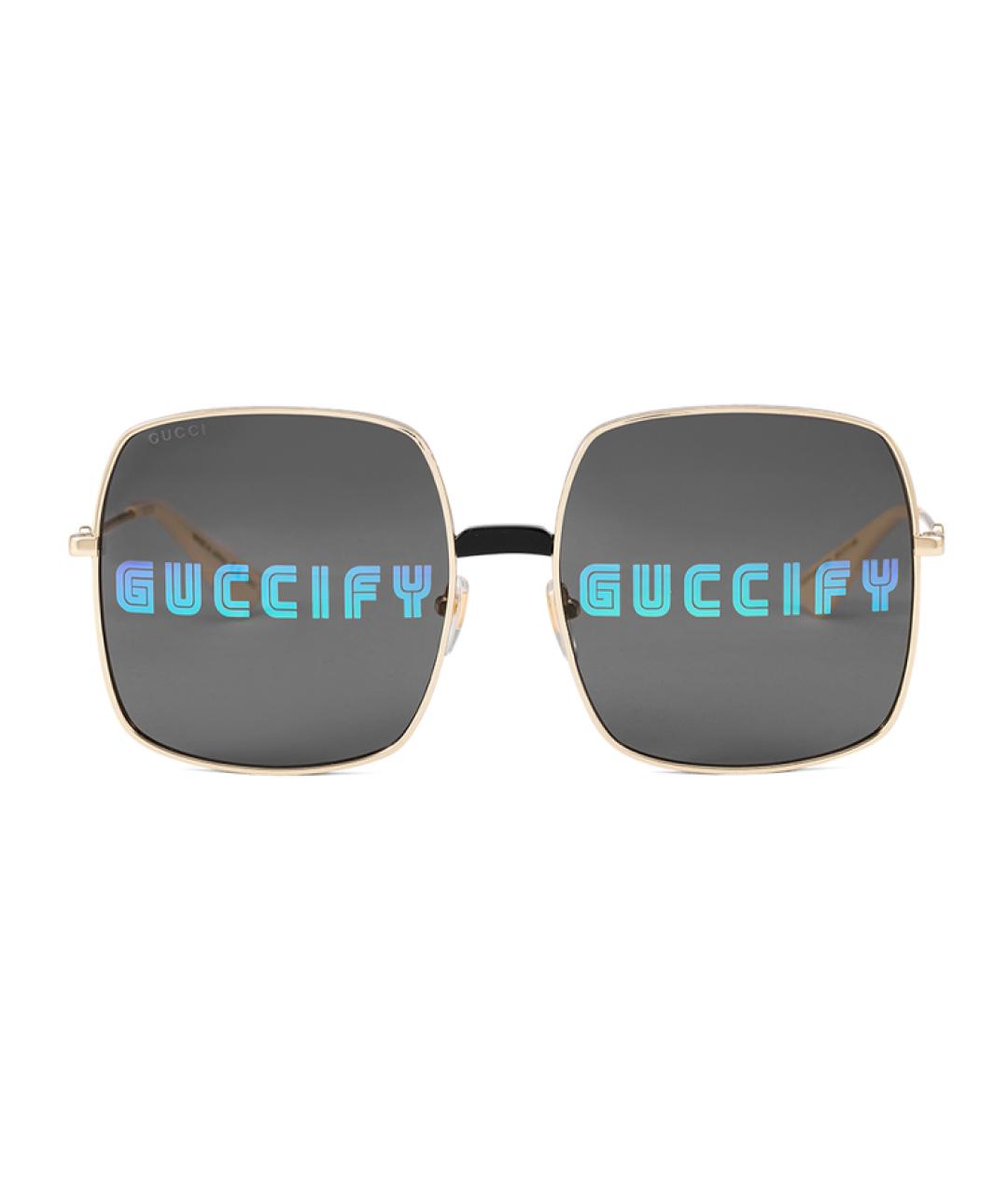 GUCCI Золотые металлические солнцезащитные очки, фото 2