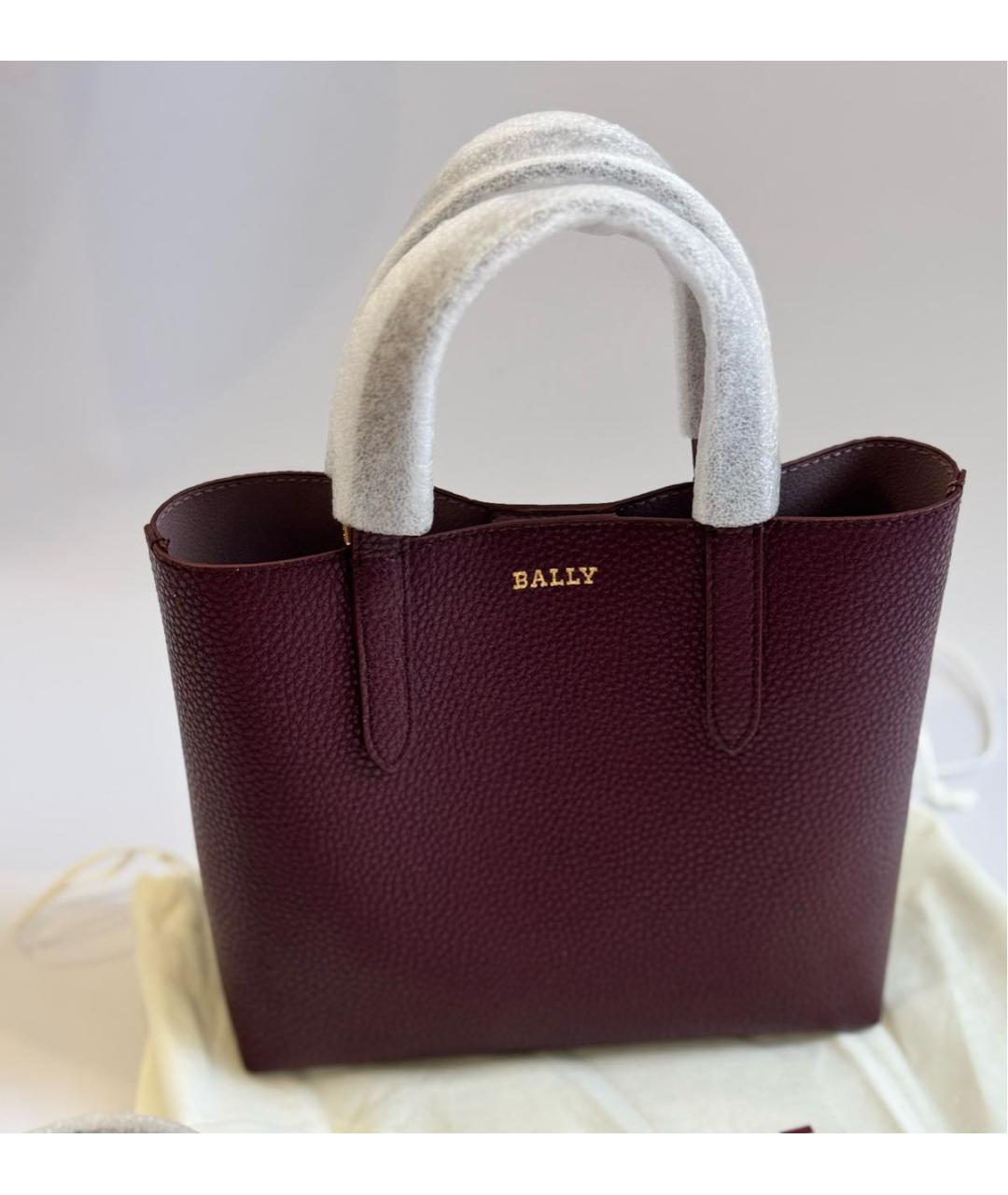 BALLY Бордовая кожаная сумка тоут, фото 9