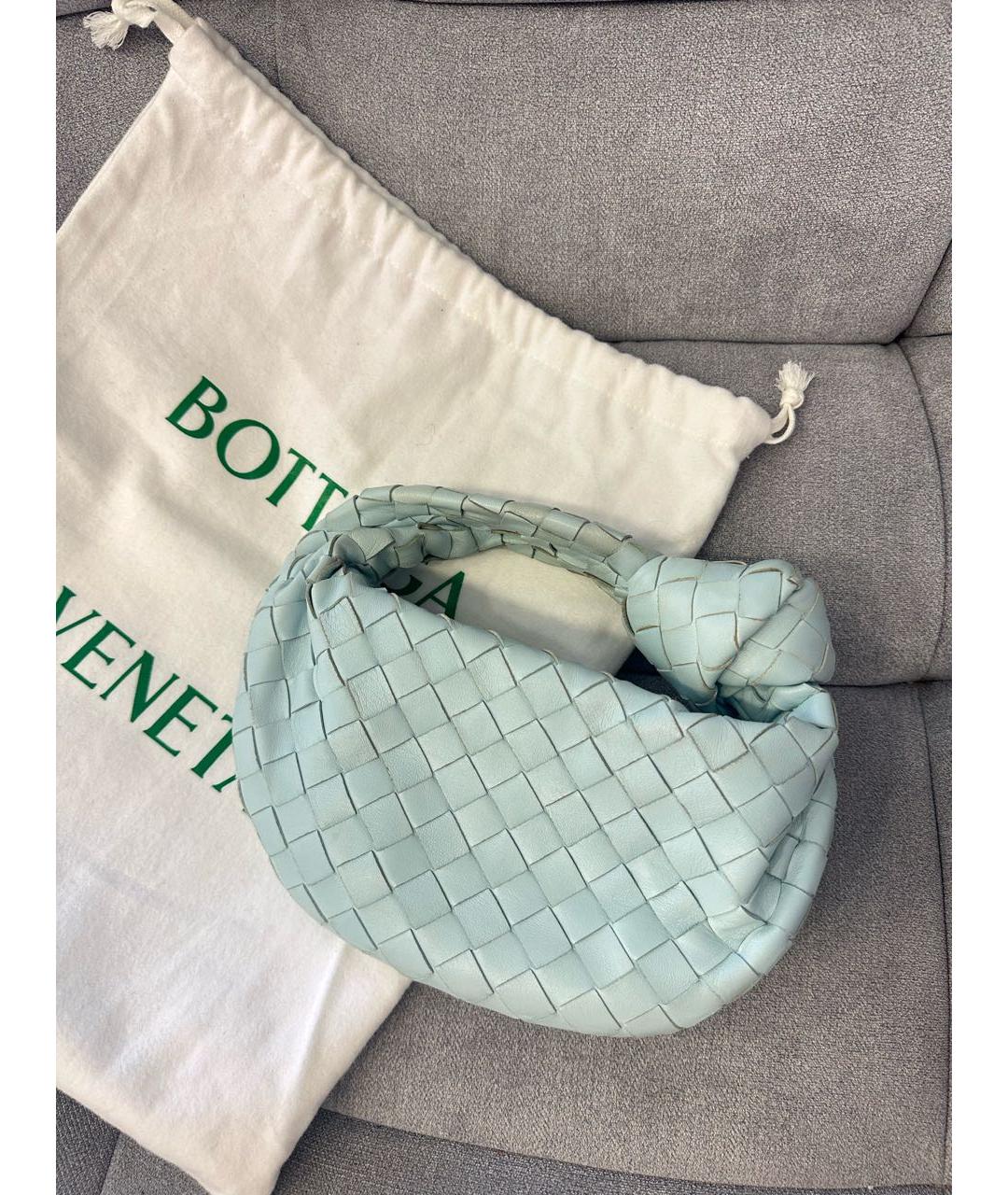 BOTTEGA VENETA Голубая кожаная сумка с короткими ручками, фото 8