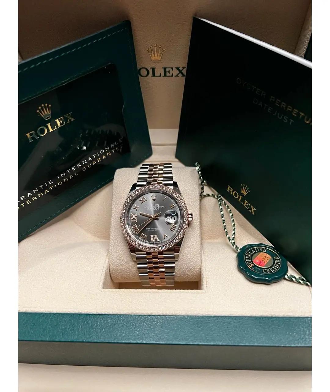 ROLEX Серые часы из розового золота, фото 5