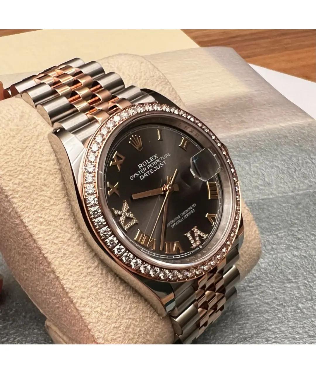 ROLEX Серые часы из розового золота, фото 4