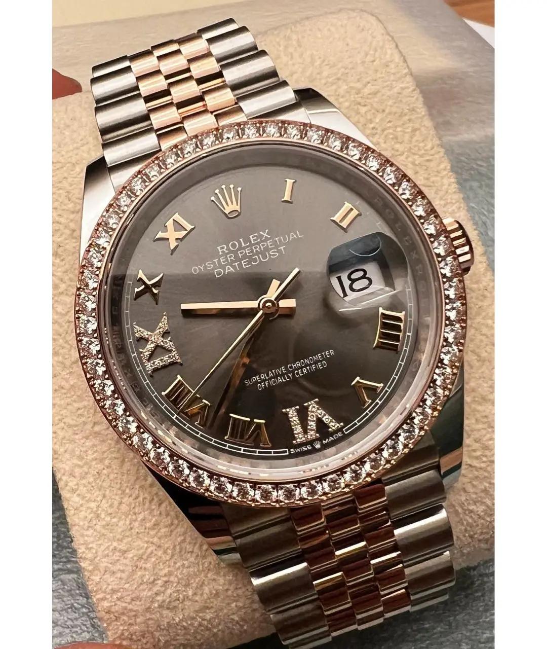 ROLEX Серые часы из розового золота, фото 2