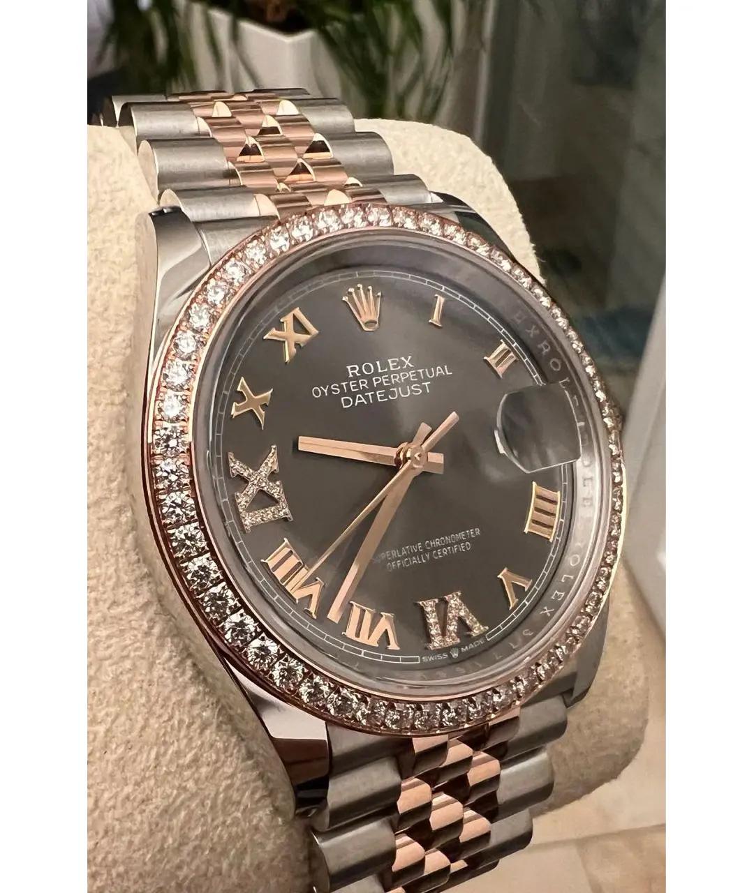 ROLEX Серые часы из розового золота, фото 3