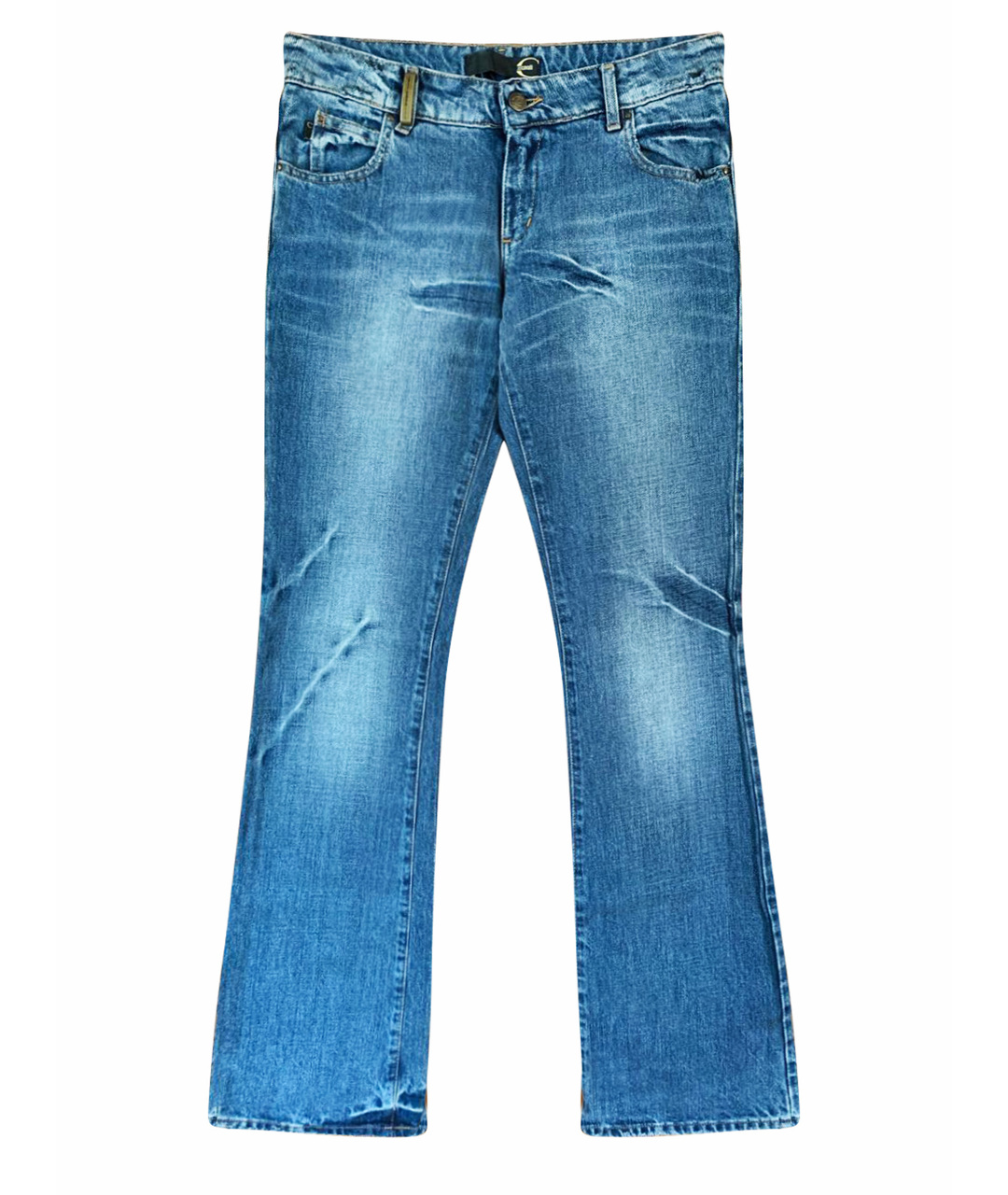 JUST CAVALLI Голубые хлопковые прямые джинсы, фото 1