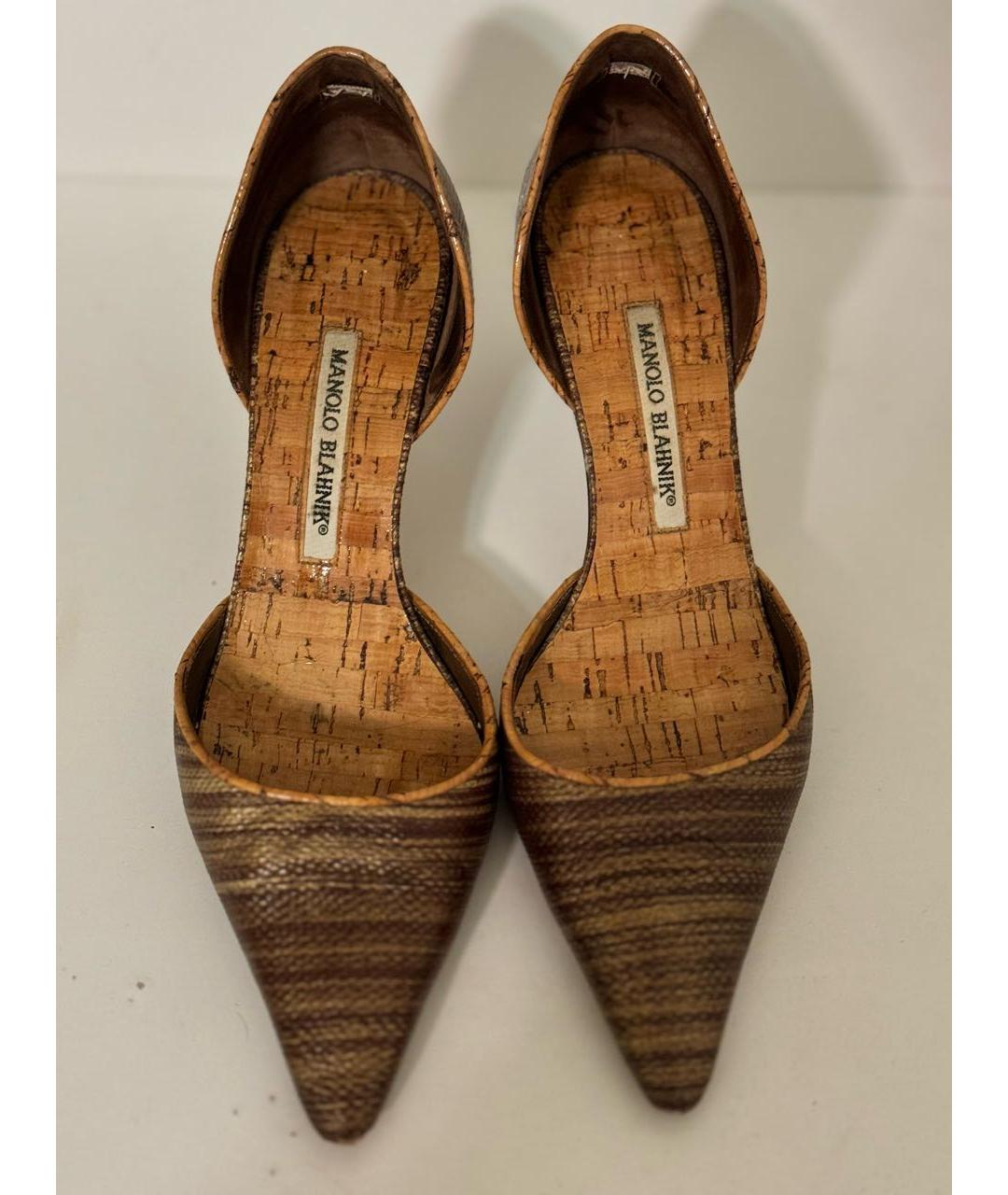 MANOLO BLAHNIK Коричневые кожаные туфли, фото 2