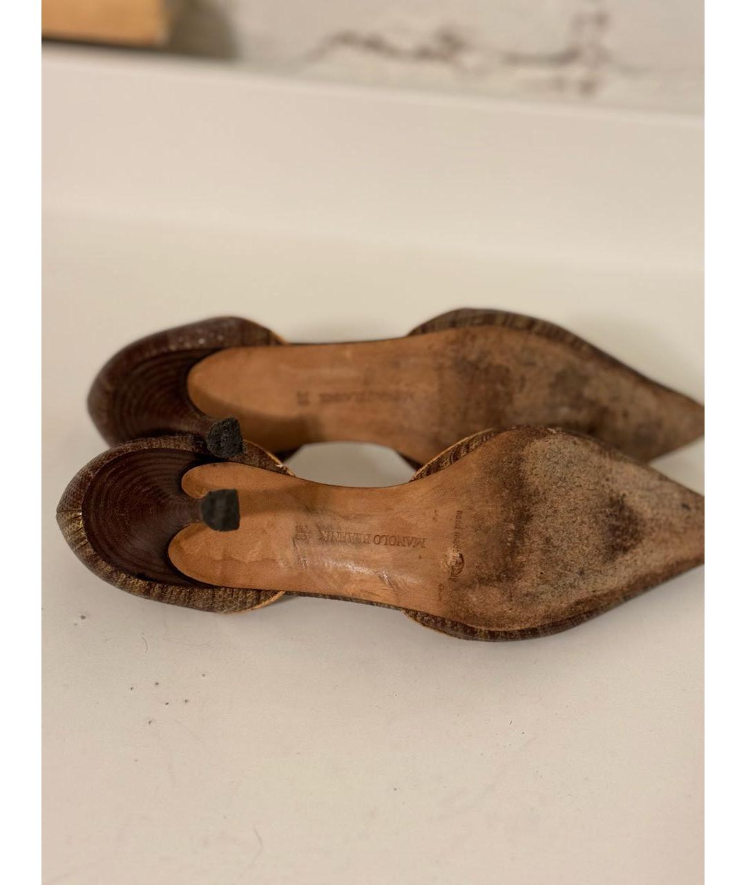 MANOLO BLAHNIK Коричневые кожаные туфли, фото 5