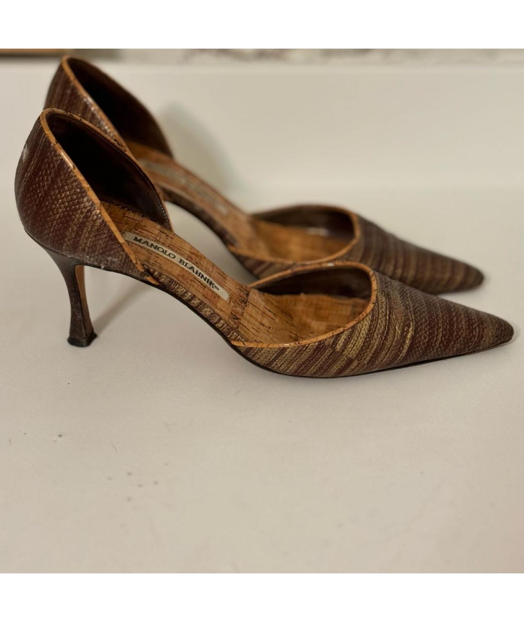 MANOLO BLAHNIK Коричневые кожаные туфли, фото 7