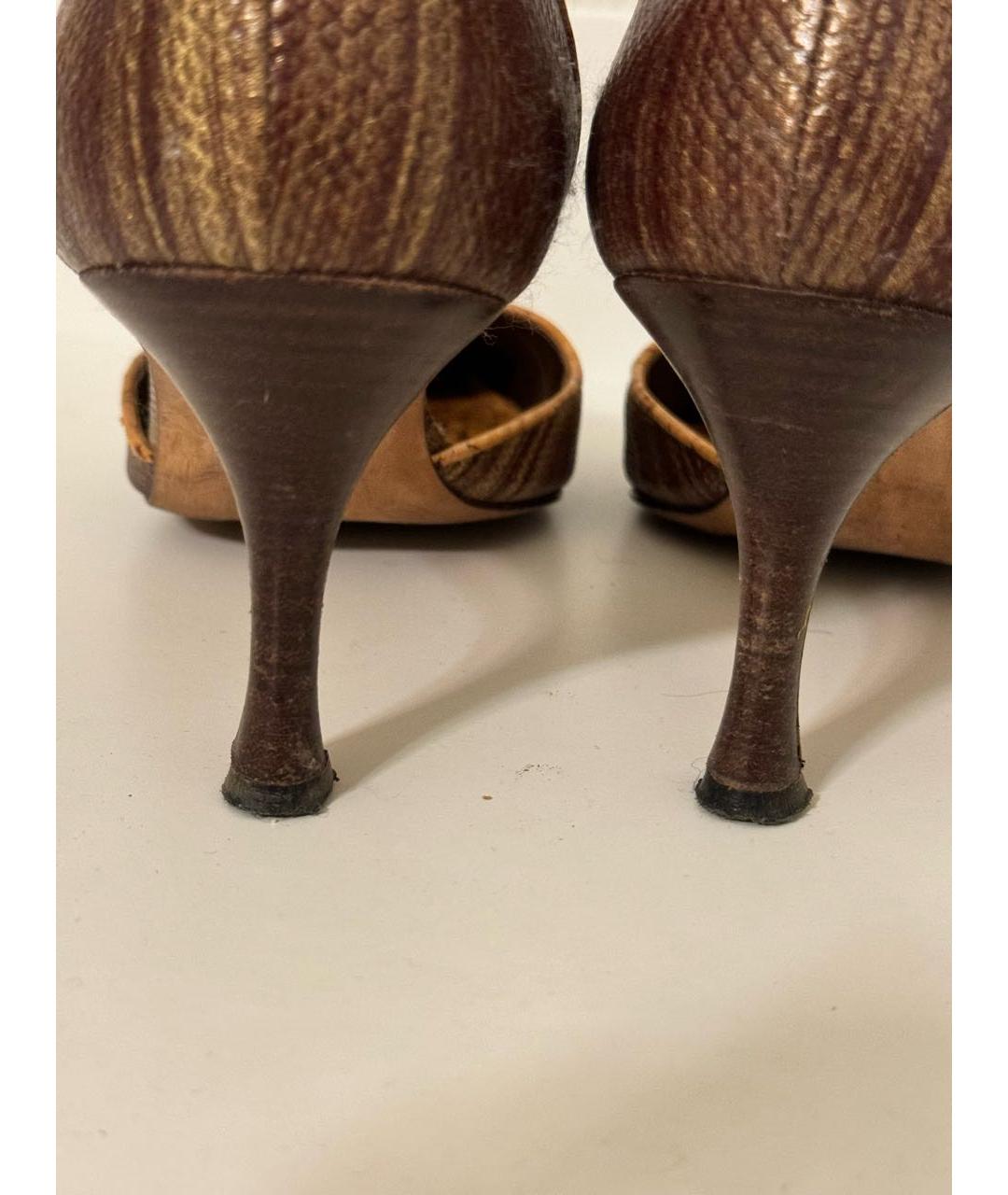 MANOLO BLAHNIK Коричневые кожаные туфли, фото 4