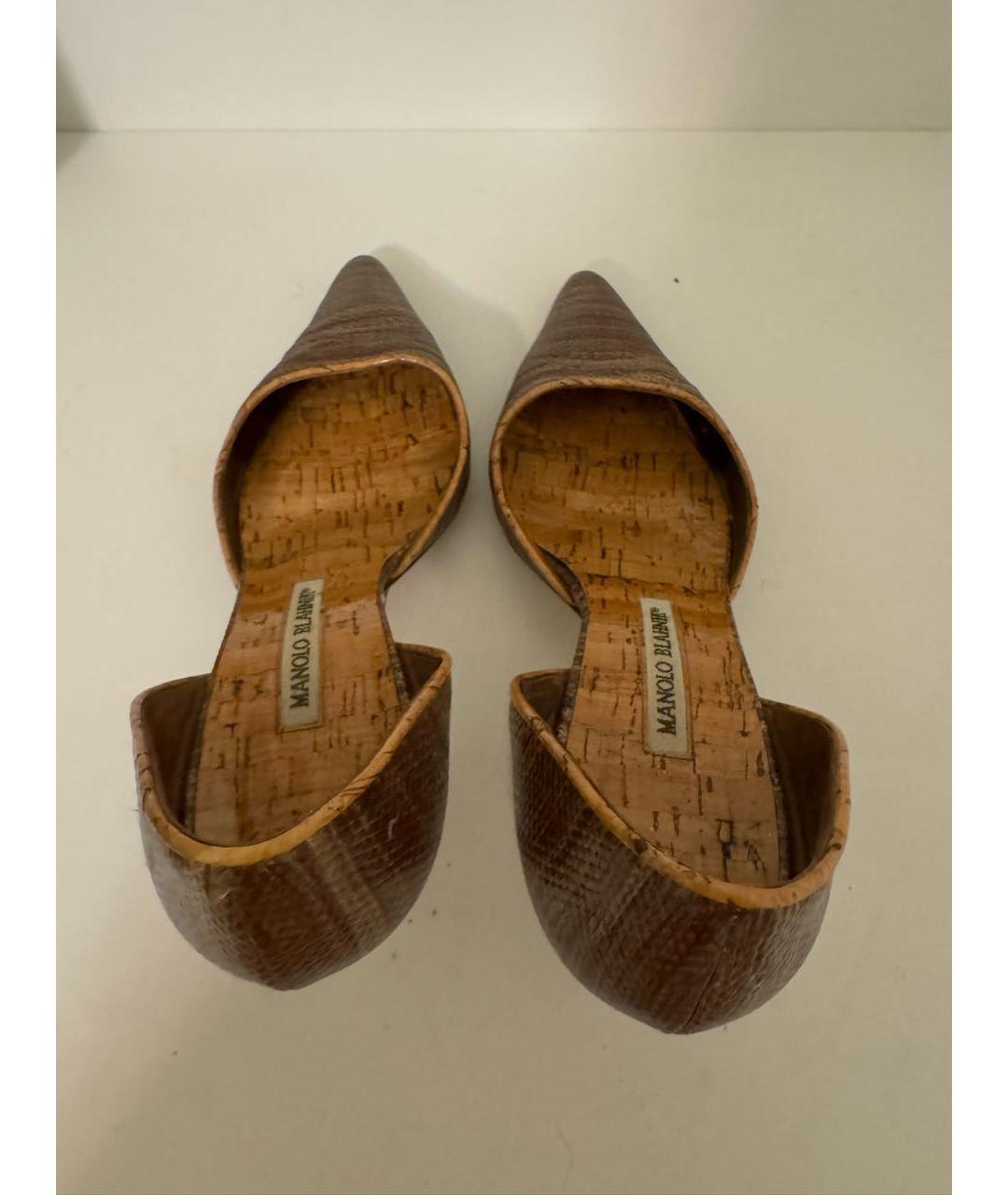 MANOLO BLAHNIK Коричневые кожаные туфли, фото 3