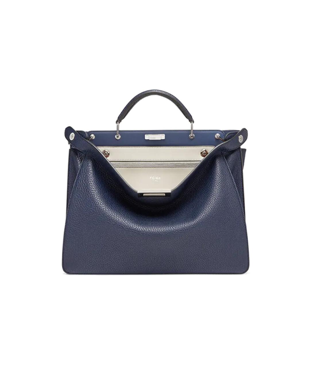FENDI Темно-синяя кожаная сумка тоут, фото 1
